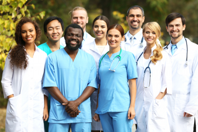 group of staff smiling