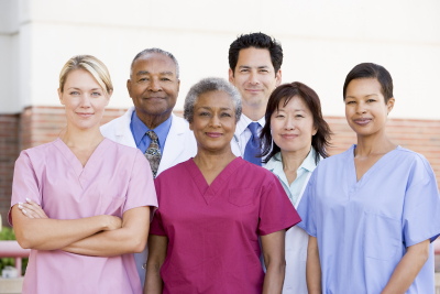 group of staff smiling